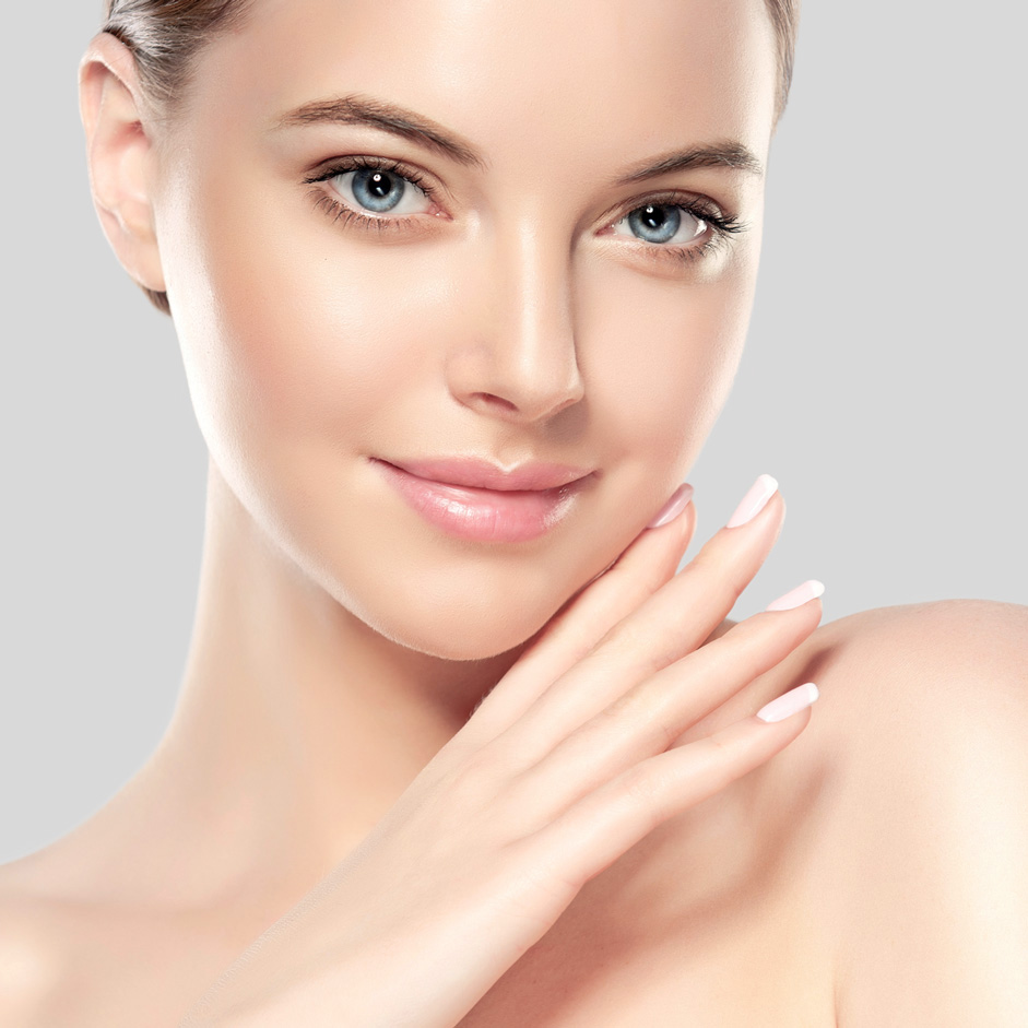 Blue-Eyed Girl on A Gray Background